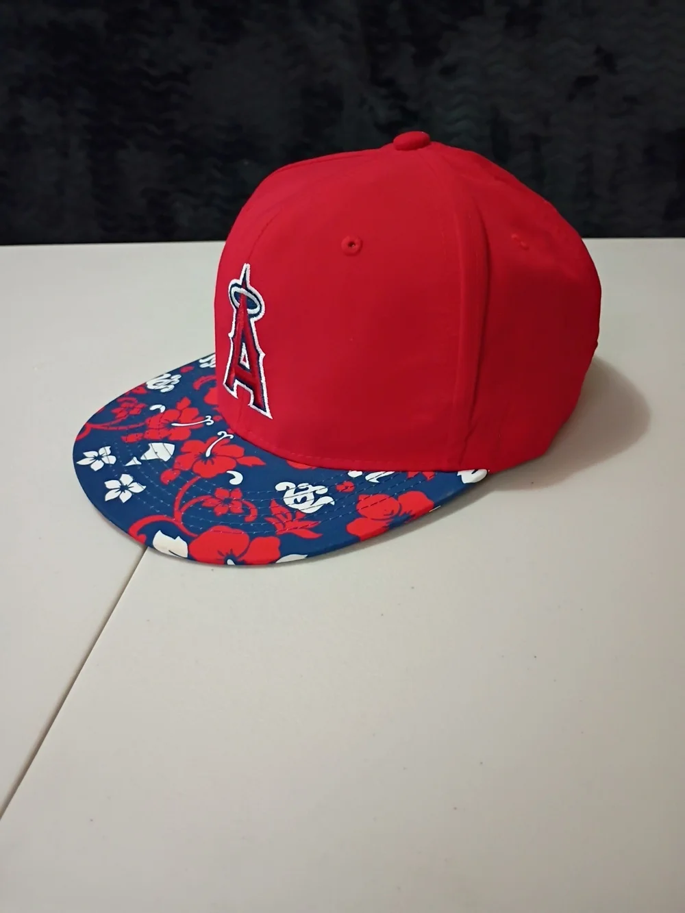 Los Angeles Angels Snapback Hat Red Floral Hibiscus Hawaiian Brim MLB Cap